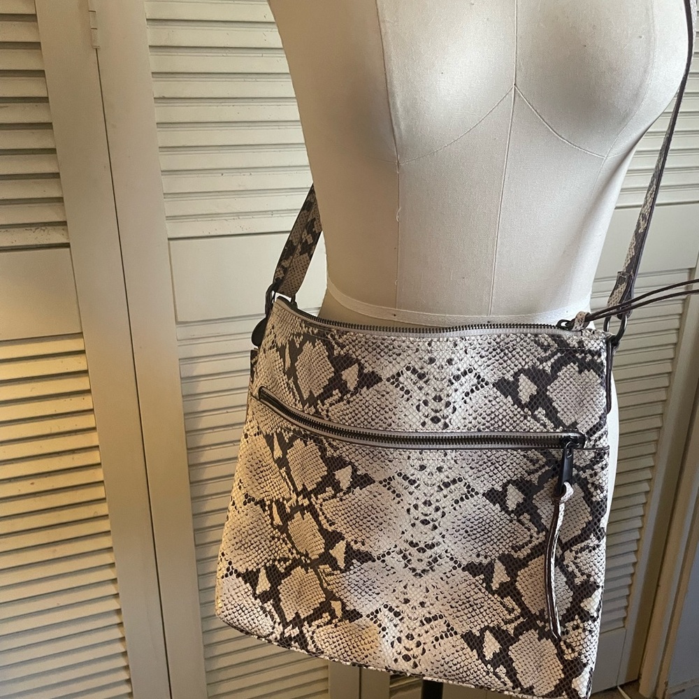 Margo NewYork leather snakeskin print crossbody bag